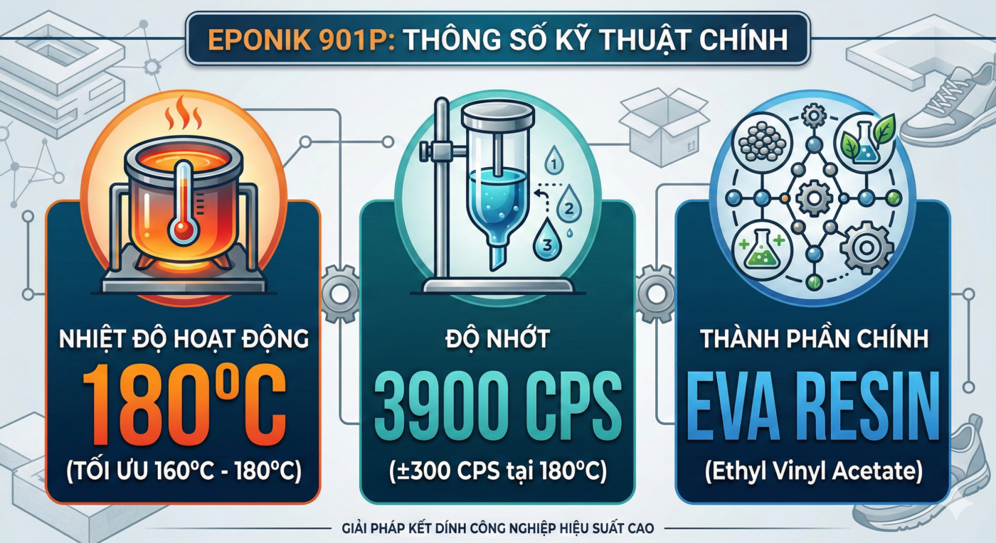 thông số kỹ thuật keo dán bao bì eponik 901p