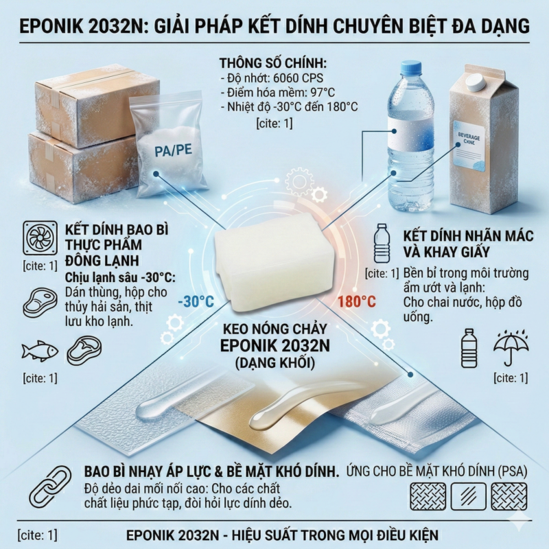 keo dán bao bì cho thực phẩm đông lạnh eponik 2032n
